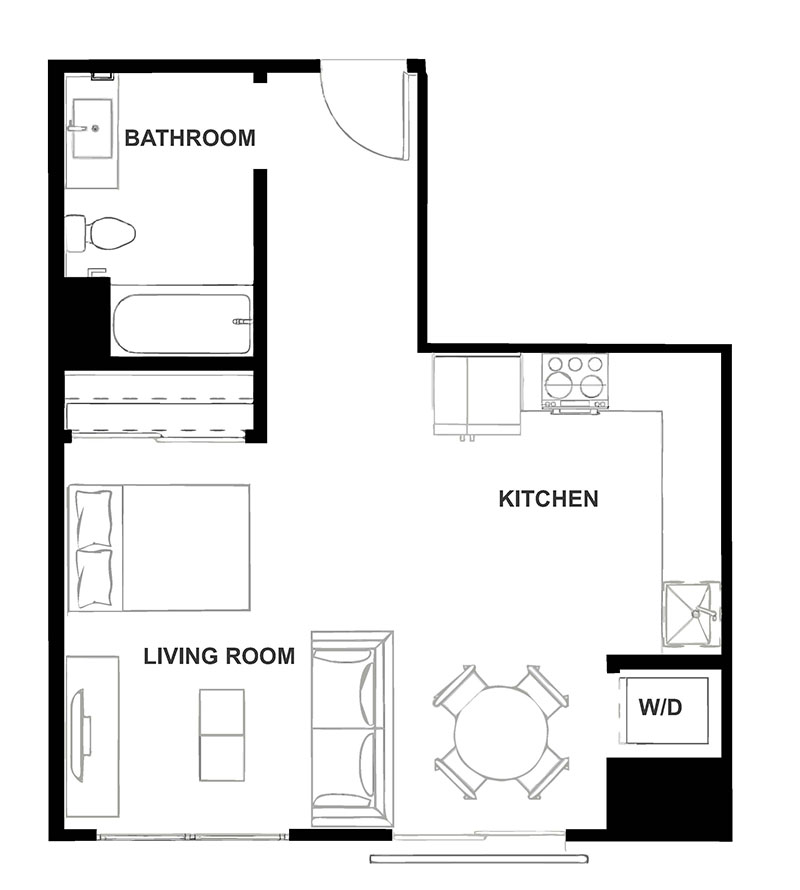 Studio Floor Plan at H16 Apartments